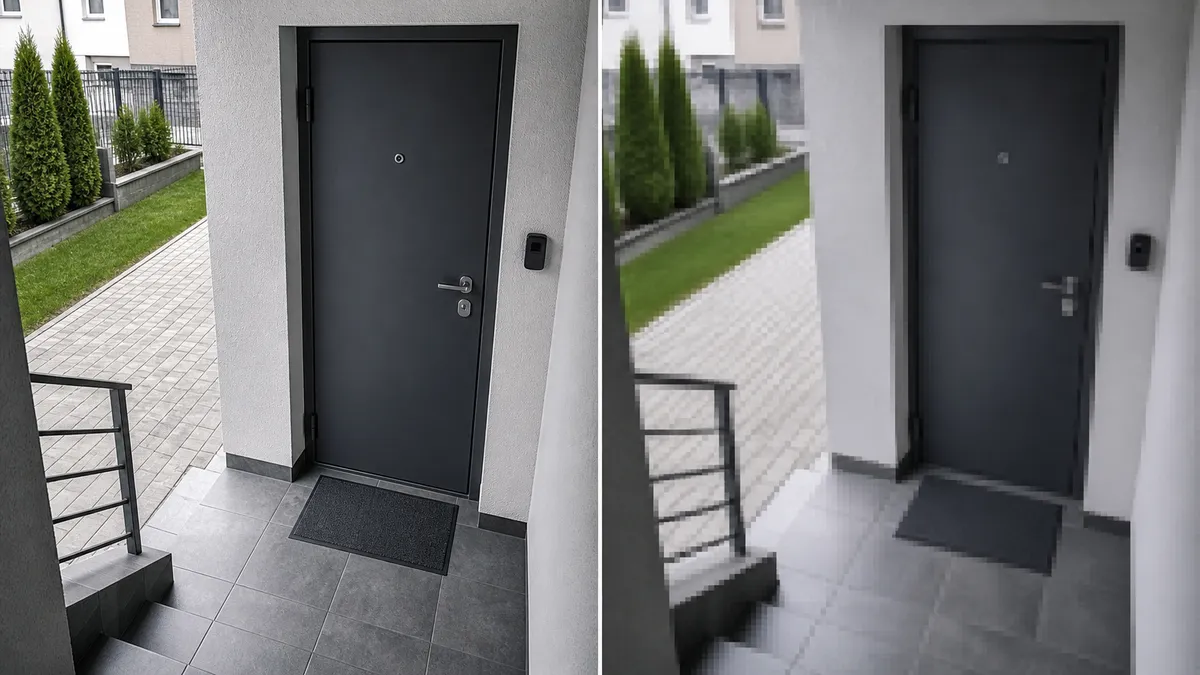 Comparație între camere de diferite rezoluții, ilustrând claritatea imaginii