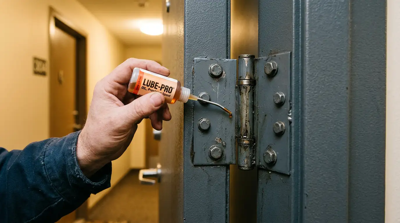 Lubrifiere balamale ușă metalică cu ulei de precizie