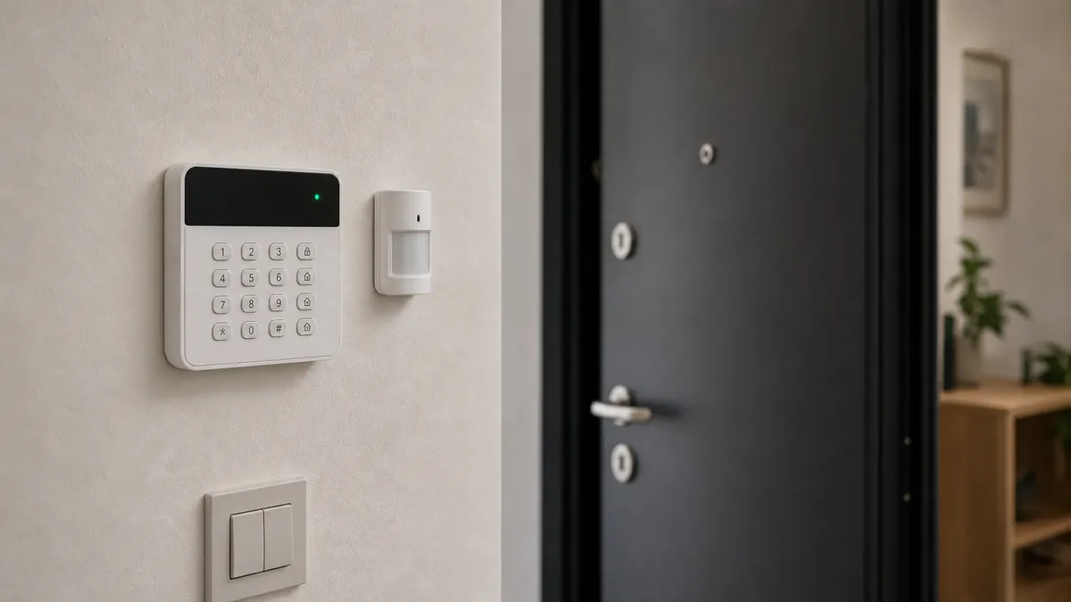 Sistem de alarmă instalat lângă ușa de intrare